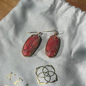 Kendra Scott Faceted Elle Earrings Red & Gold